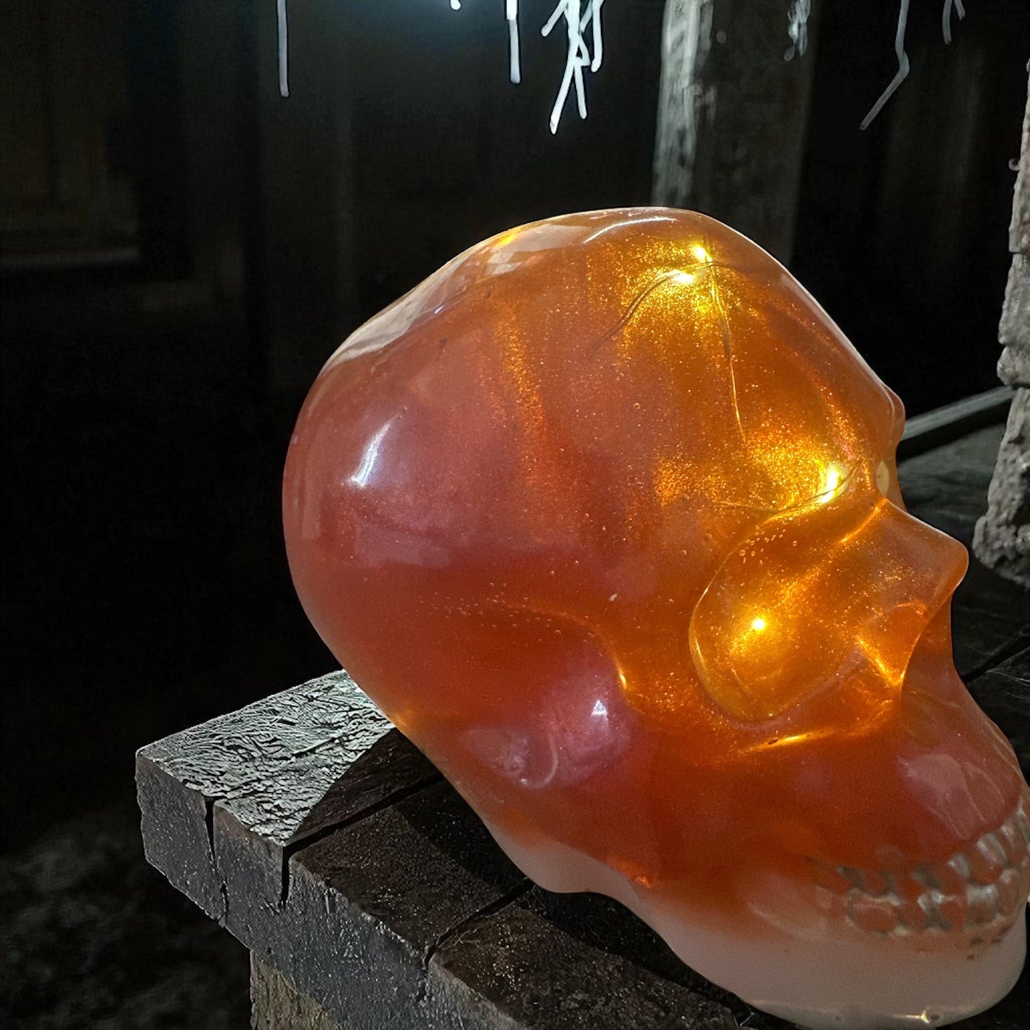 large Resin Skull with Led lights