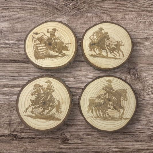 Live wood Cowboys wooden costar
