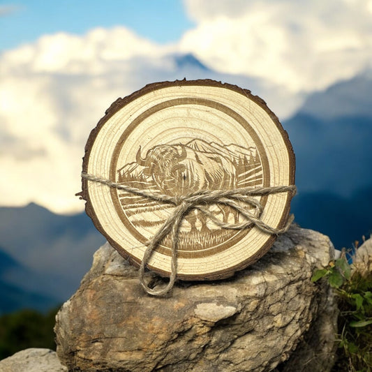 Live wood Buffalo wooden costar